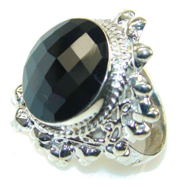Excellent Black Onyx Sterling Silver Ring s. 12