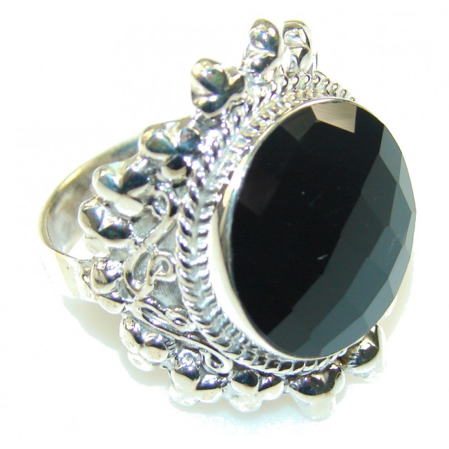 Excellent Black Onyx Sterling Silver Ring s. 12