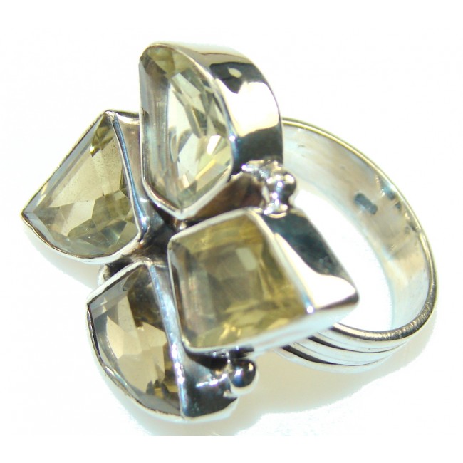 Delicate Yellow Citrine Sterling Silver ring s. 8 1/4