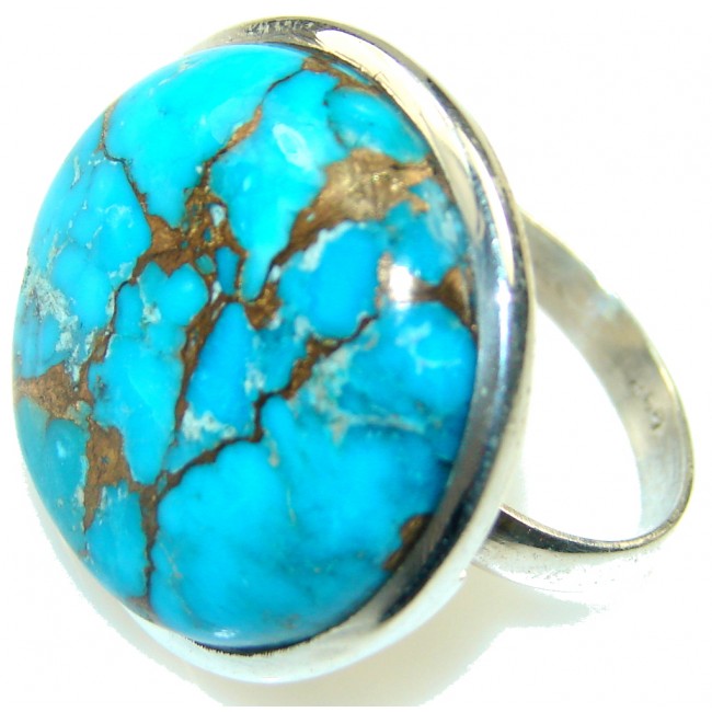 Fantastic Blue Copper Turquoise Sterling Silver Ring s. 10 1/2