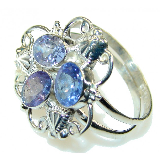 Delicate Genuine Blue Tanzanite Sterling Silver Ring s. 11