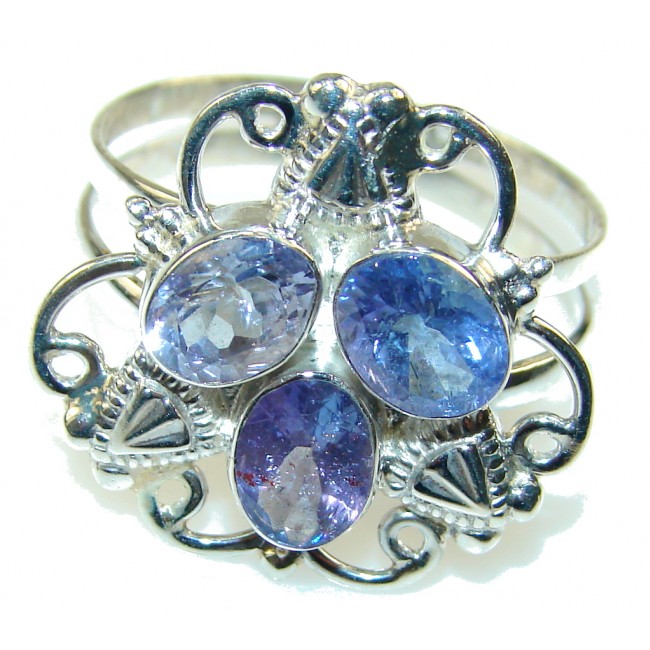 Delicate Genuine Blue Tanzanite Sterling Silver Ring s. 11