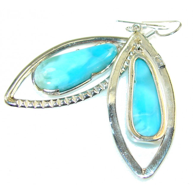 Beautiful Design!! Blue Larimar Sterling Silver earrings