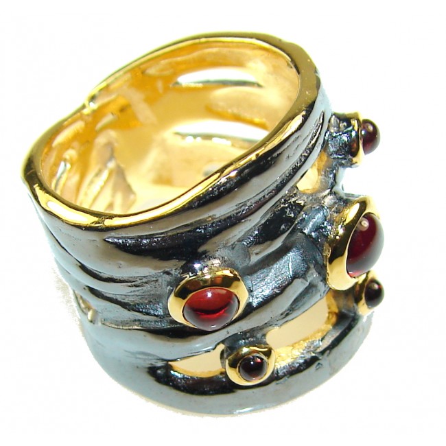 Italy Made Black Rodium 18K Gold Plated Sterling Silver ring s. 6 1/2