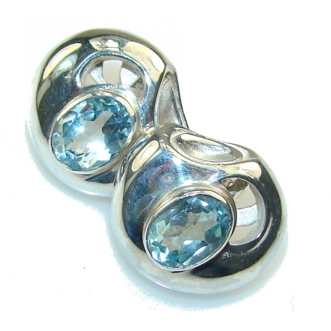 Precious Swiss Blue Topaz Sterling Silver earrings