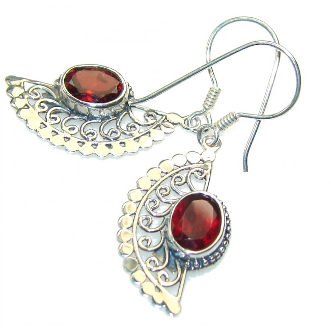 Lovely Red Garnet Sterling Silver earrings
