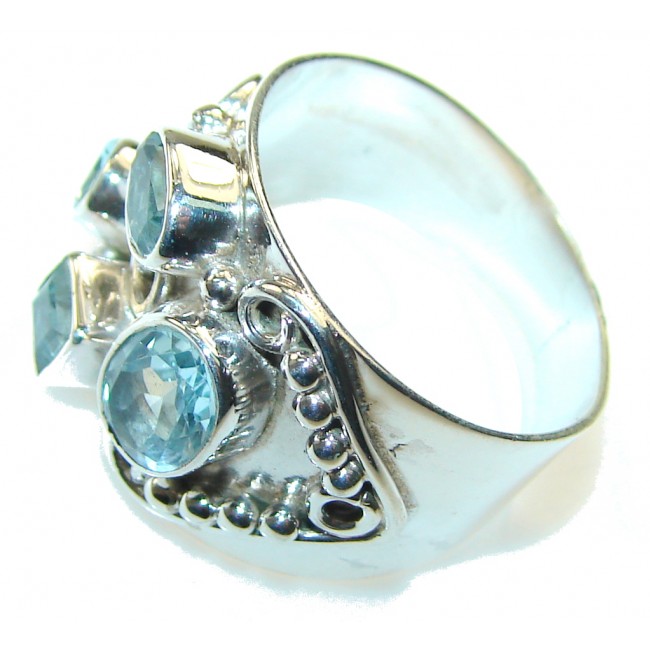 Amazing Swiss Blue Topaz Sterling Silver Ring s. 8 1/4