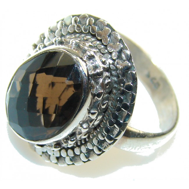 Excellent Brown Smoky Topaz Sterling Silver ring; s. 8