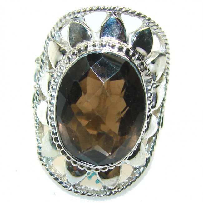 Beautiful Brown Smoky Topaz Sterling Silver ring; s. 10