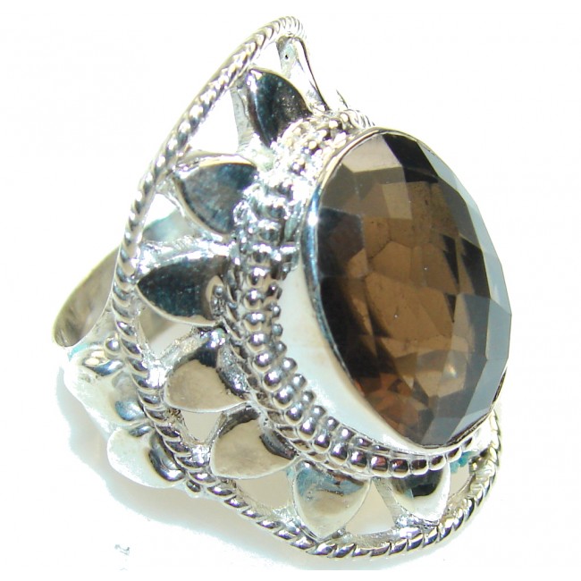 Beautiful Brown Smoky Topaz Sterling Silver ring; s. 10