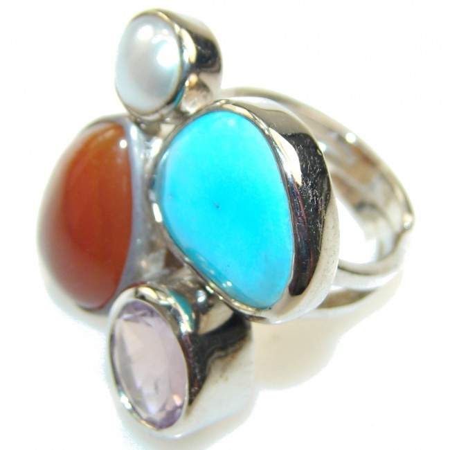Natural Beauty Carnelian Sterling Silver ring s. 7 - Adjustable