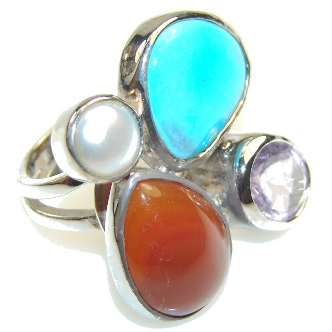 Natural Beauty Carnelian Sterling Silver ring s. 7 - Adjustable