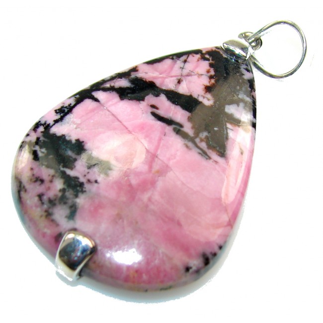 Heart Of Rose! Pink Rhodonite Sterling Silver Pendant