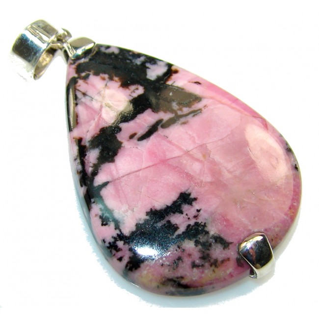 Heart Of Rose! Pink Rhodonite Sterling Silver Pendant