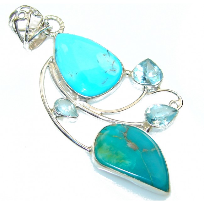 Beautiful Design! Turquoise Sterling Silver Pendant