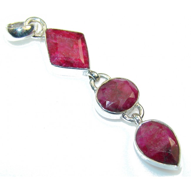 Indian Pink Ruby Sterling Silver Pendant