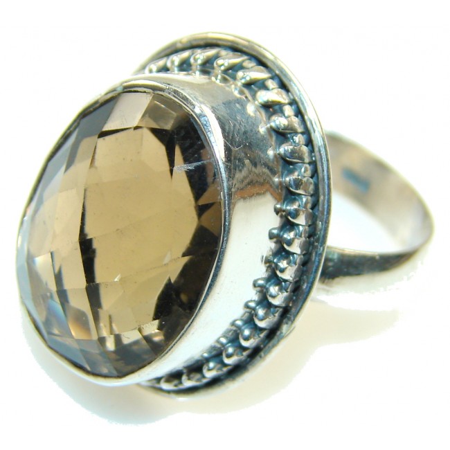 Amazing Brown Smoky Topaz Sterling Silver ring; s. 11