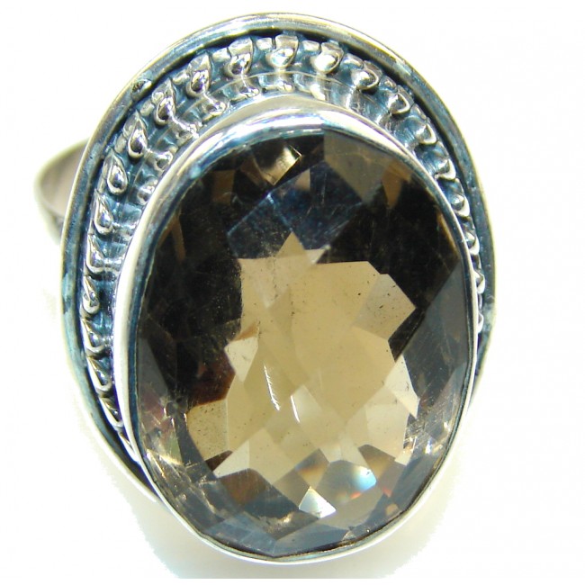 Amazing Brown Smoky Topaz Sterling Silver ring; s. 11