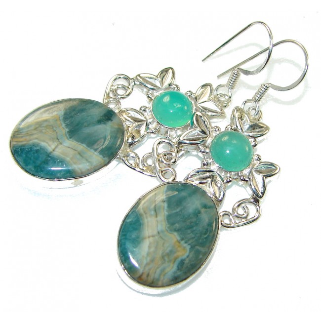 Amazing Style! Ocean Jasper Sterling Silver earrings