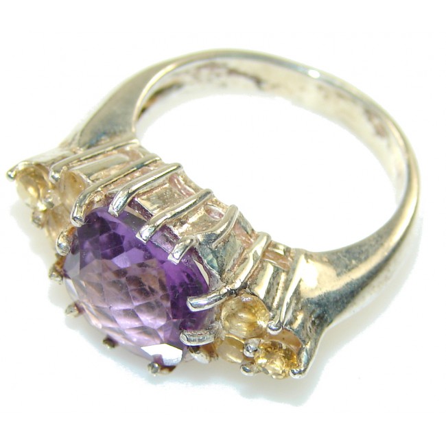 New! Faceted Amethyst Sterling Silver Ring s. 8 3/4