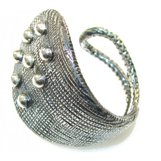 Italy Made Silver Rhodium Plated Sterling Silver Ring s. 11 - adjustable