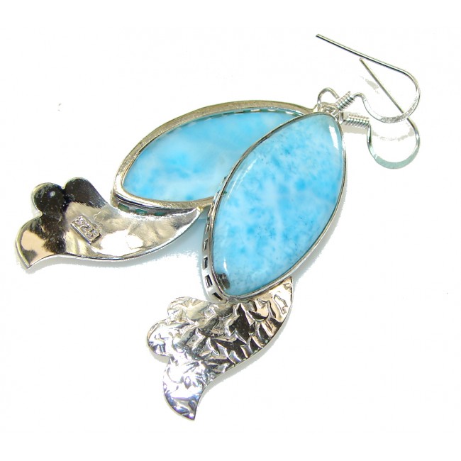 Blue Ocean!! Blue Larimar Sterling Silver earrings