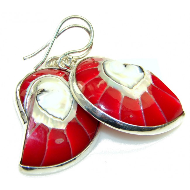 Precious Red Ocean Shell Sterling Silver earrings