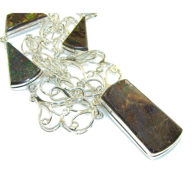 Stylish Design!! Ammolite Sterling Silver necklace