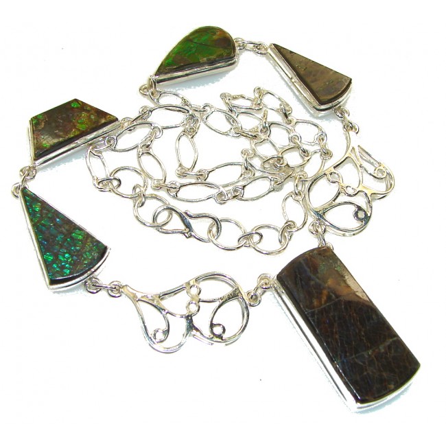 Stylish Design!! Ammolite Sterling Silver necklace