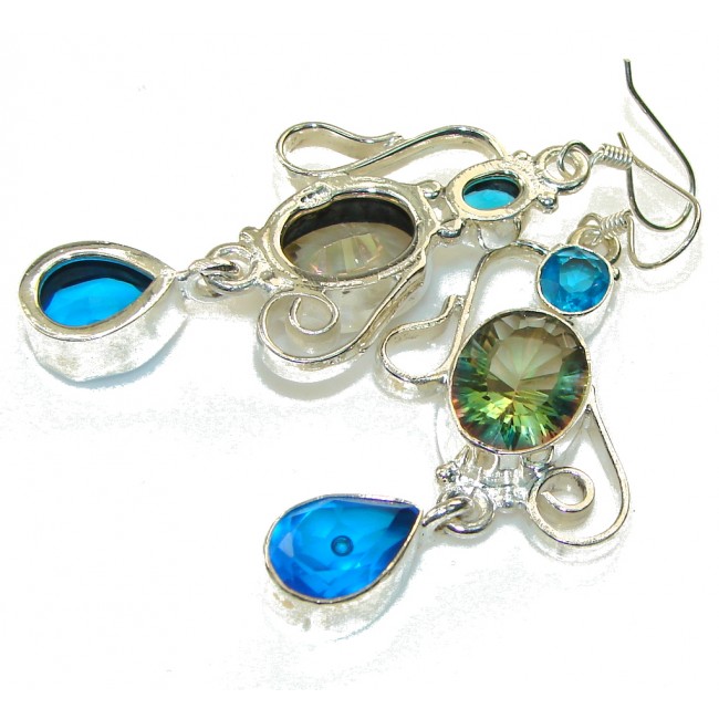 Exotic Design!! Magic Topaz Sterling Silver earrings