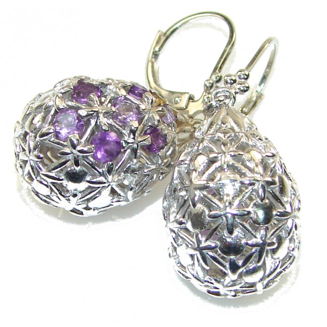 Fashion Style! Purple Amethyst Sterling Silver earrings
