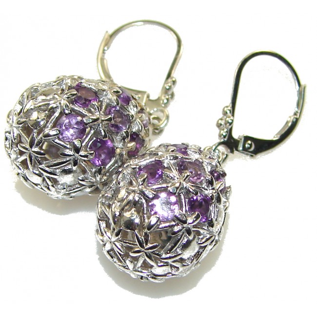 Fashion Style! Purple Amethyst Sterling Silver earrings