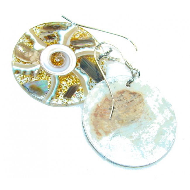New Design!! Rainbow Ocean Shell Sterling Silver earrings