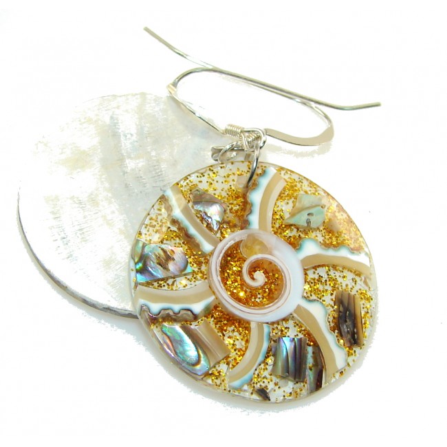 Fabulous Rainbow Ocean Shell Sterling Silver earrings