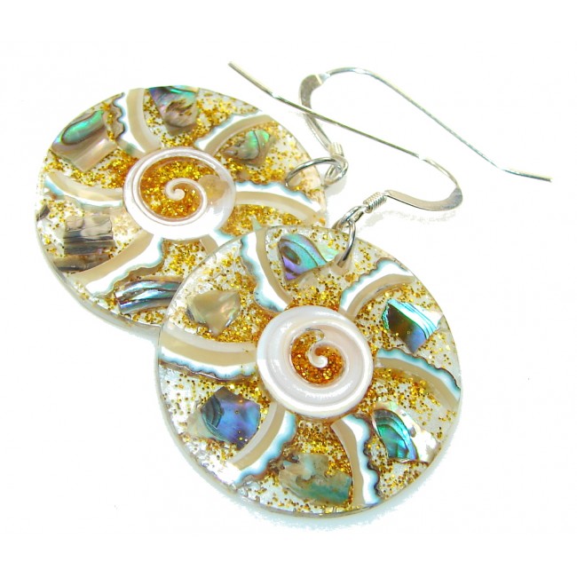 Fabulous Rainbow Ocean Shell Sterling Silver earrings