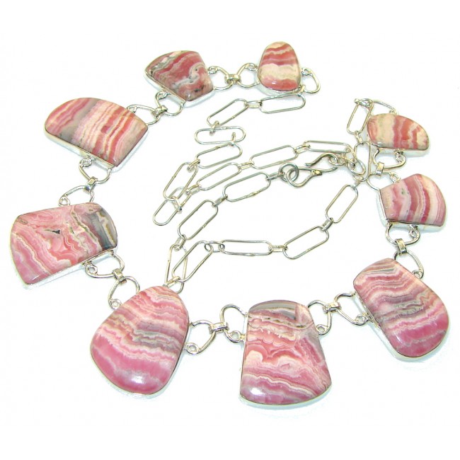 Gentle Pink Rhodochrosite Sterling Silver necklace