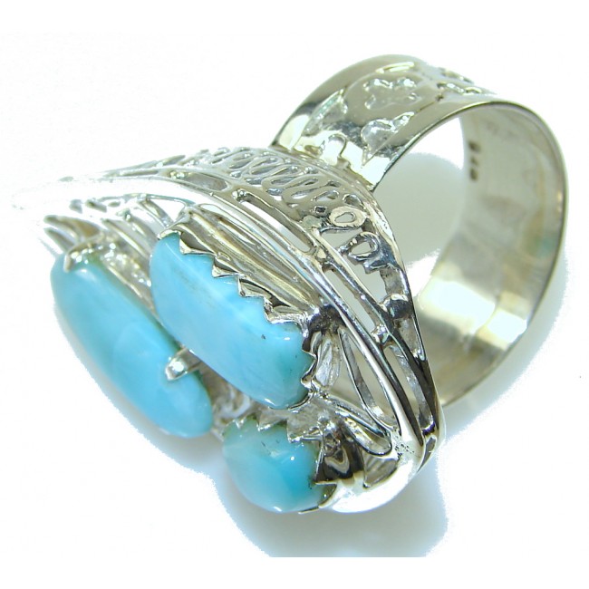 Fabulous Light Blue Larimar Sterling Silver Ring s. 10
