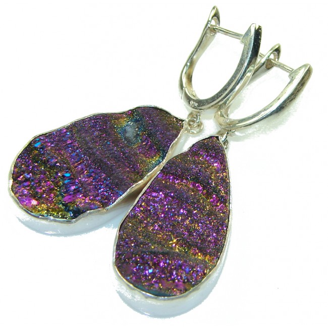 Vision Design Rainbow Druzy Sterling Silver Earrings