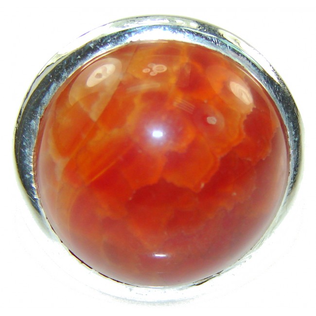 Fantastic Mexican Fire Agate Sterling Silver Ring s. 8 1/2