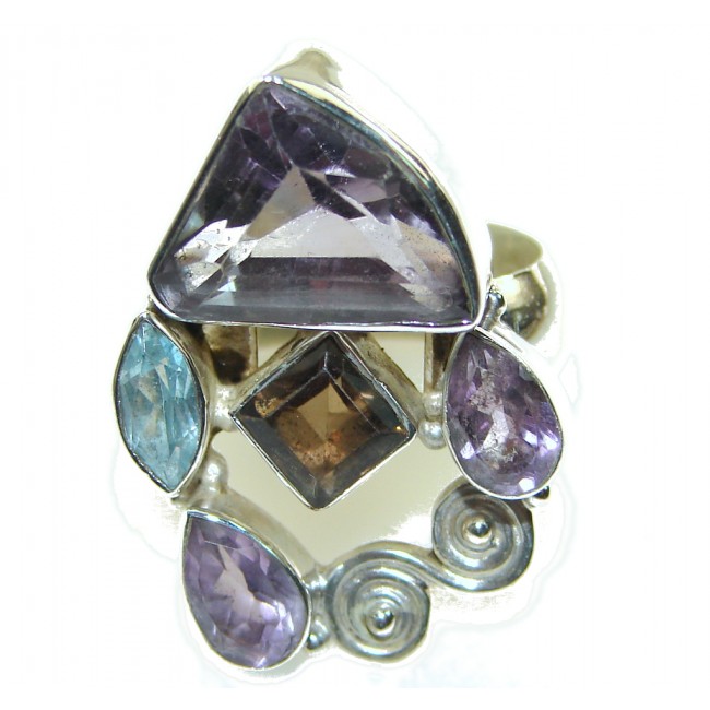 Delicate Light Purple Amethyst Sterling Silver ring; size 7