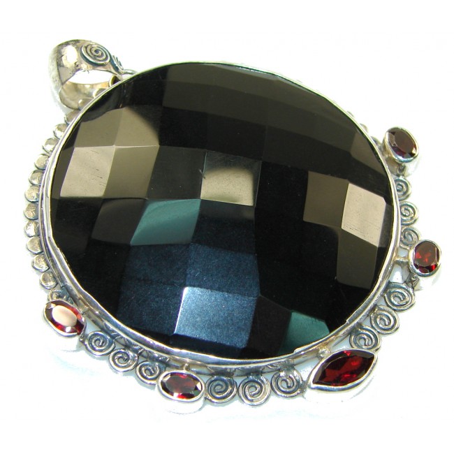 Awesome Natural Black Onyx Sterling Silver Pendant