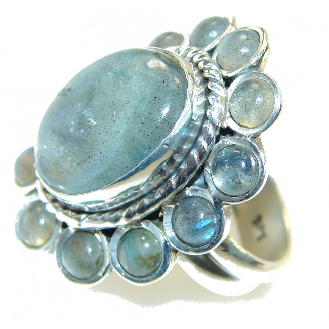 Excellent Gray Labradorite Sterling Silver ring s. 6 1/4