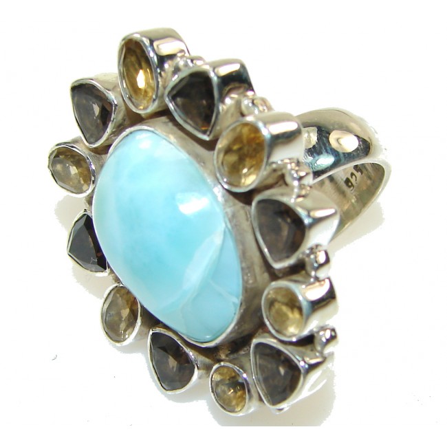 Aura Of Beauty!! Light Blue Larimar Sterling Silver Ring s. 6 1/4