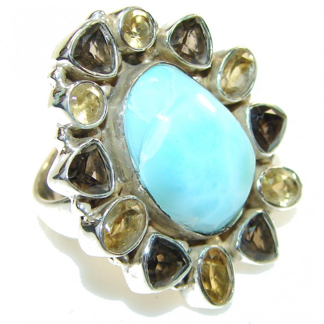 Aura Of Beauty!! Light Blue Larimar Sterling Silver Ring s. 6 1/4
