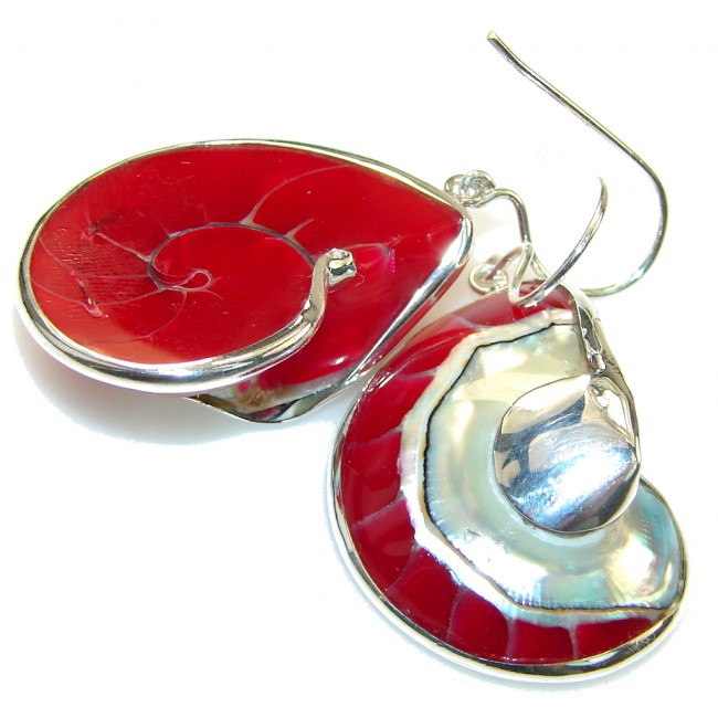 Aruba Style! Red Ocean Shell Sterling Silver earrings