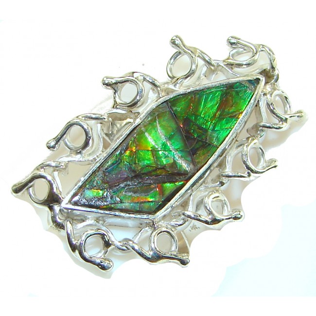 Green Secret!! Ammolite Sterling Silver ring s. 10