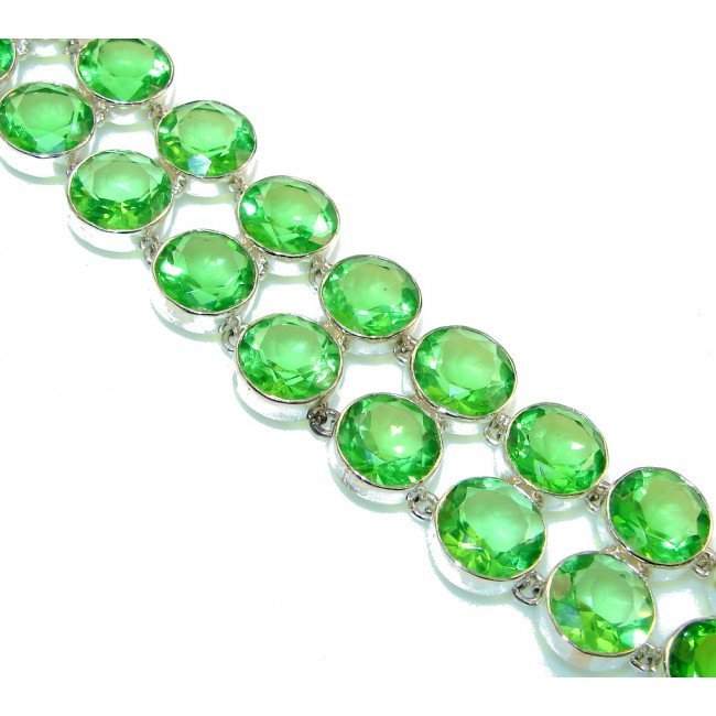 Fabulous Created Green Peridot Sterling Silver Bracelet
