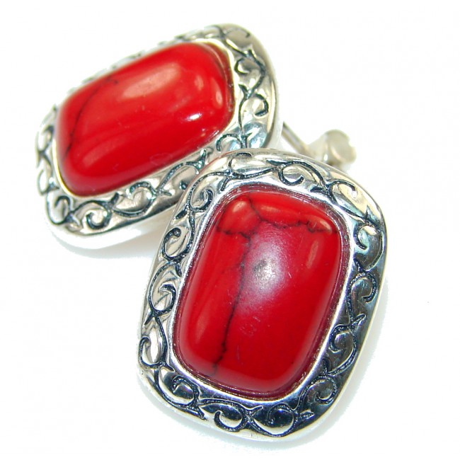 Love Power!! Fossilized Coral Sterling Silver earrings