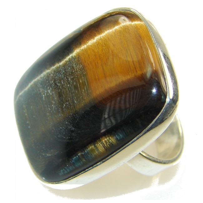 Beautiful Style Of Tigers Eye Sterling Silver Ring s. 8