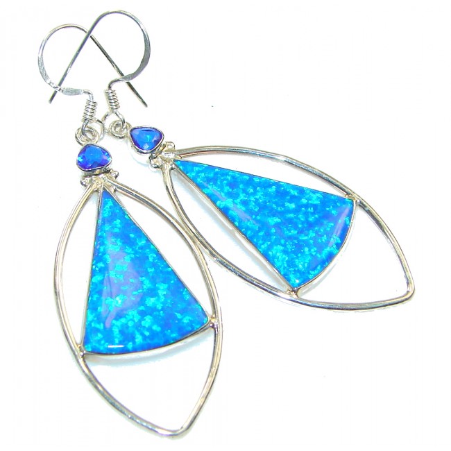 Beautiful Blue Fire Opalite Sterling Silver earrings